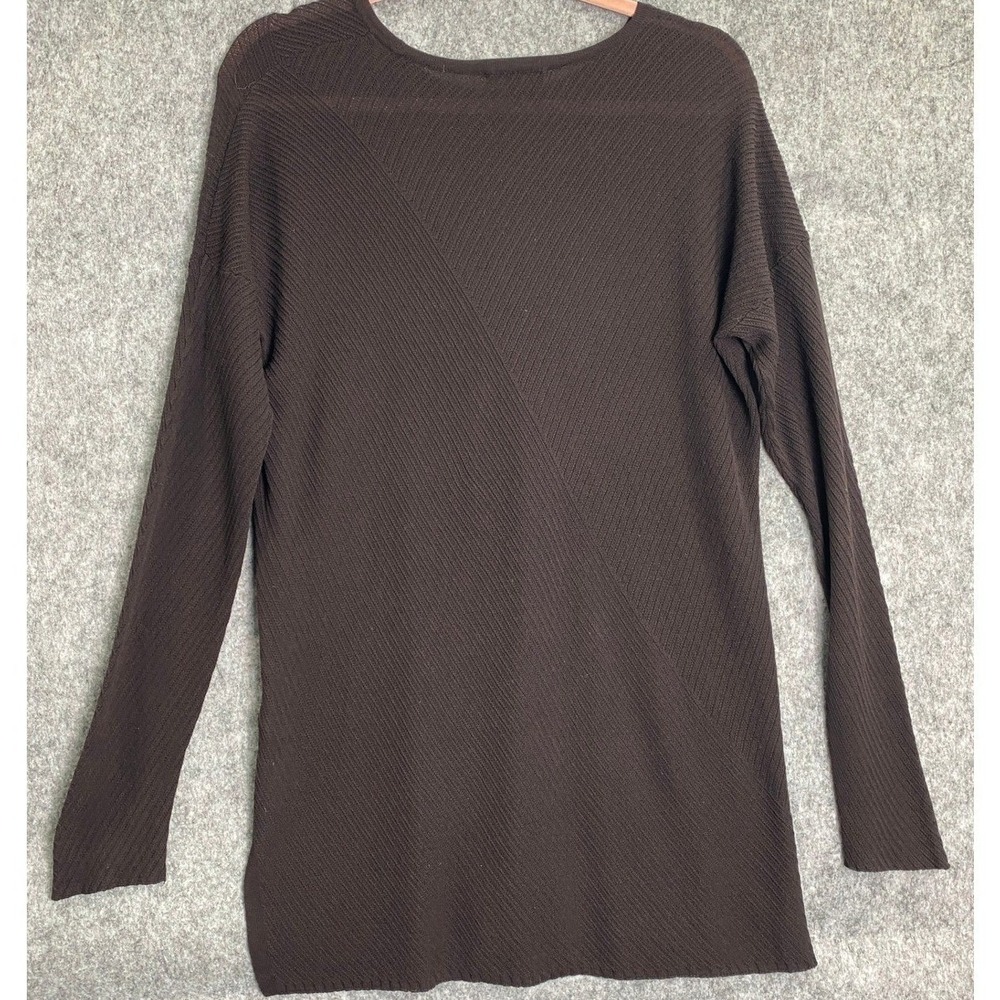 Eileen Fisher Rib Knit Tunic Sweater Brown Italian Yarn Minimal Capsule‎ XS